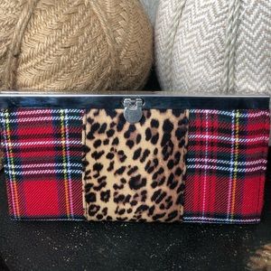Cheetah leopard plaid wallet clutch